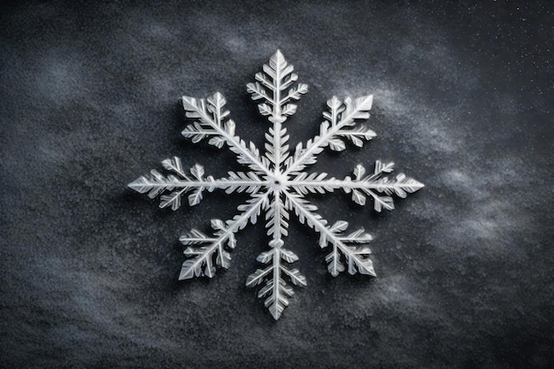 Photo closeup snowflake on a dark background