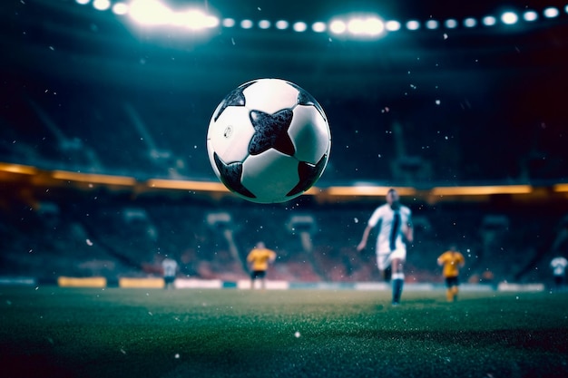 Closeup of a soccer forward ready to kick the ball into the soccer goal Ball with power