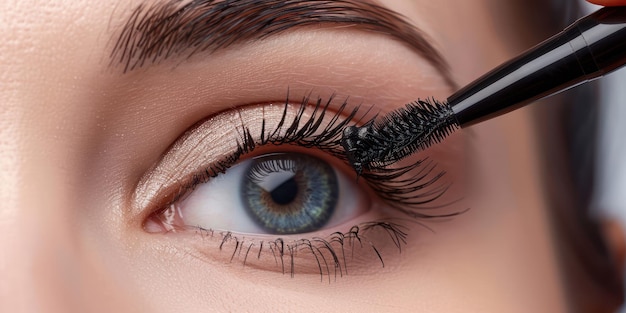 A closeup of someone applying mascara to their eyelashes showcasing lash definition