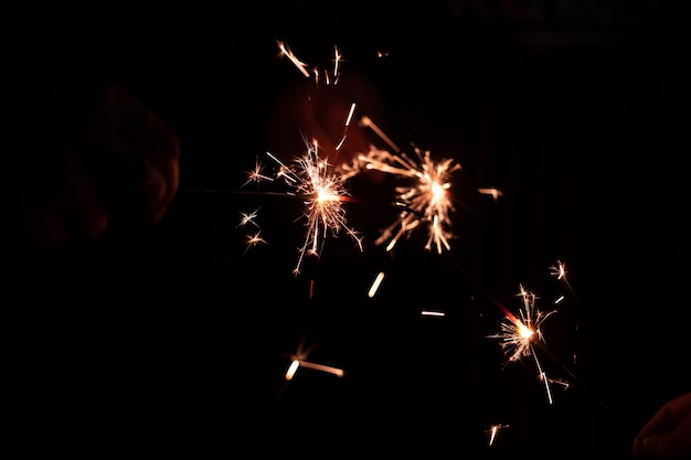 Closeup sparkler light with dark background