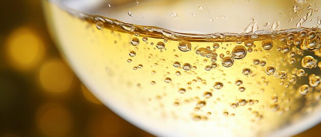 CloseUp of Sparkling White Wine in Glass