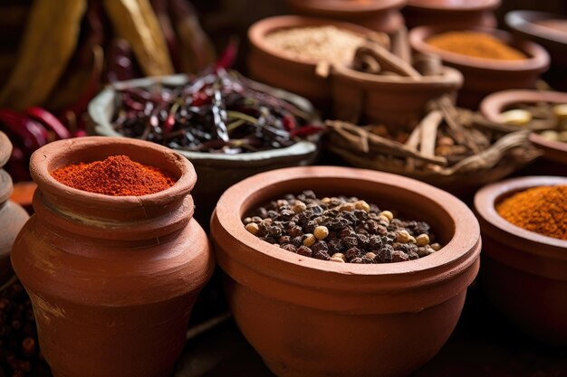 Closeup of spices used in saucemaking