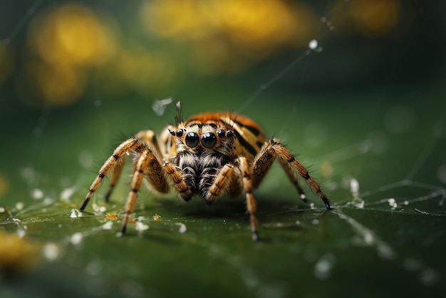 Closeup of a spider on a spider web