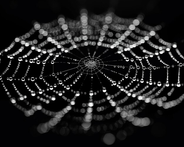 Photo closeup of a spiders intricate web