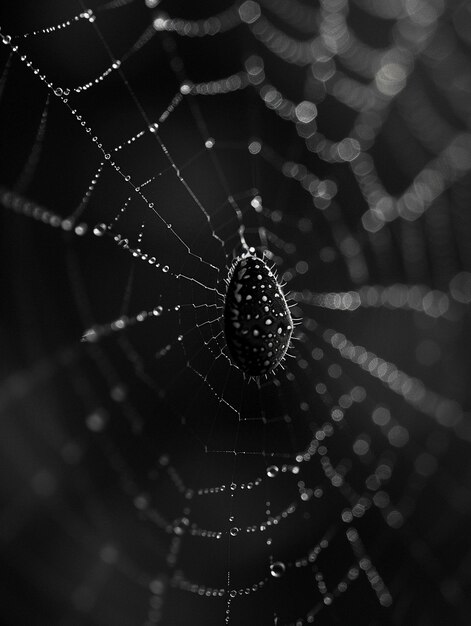 Photo closeup of a spiders intricate web