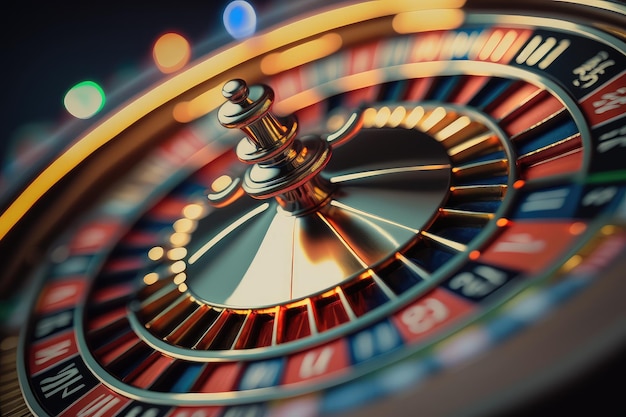 Closeup of spinning roulette wheel