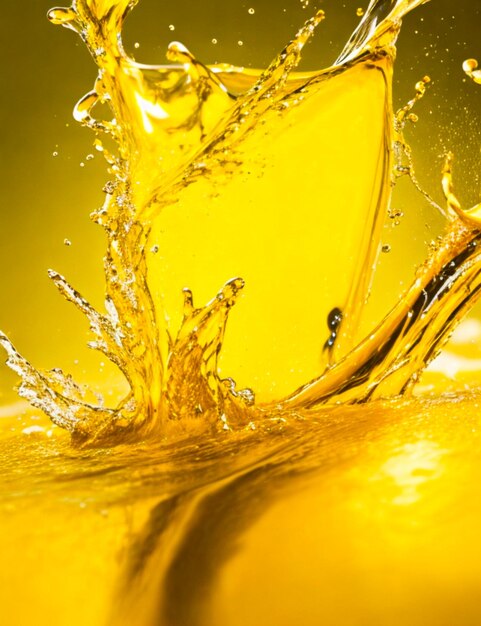 Closeup of splashing water against yellow background