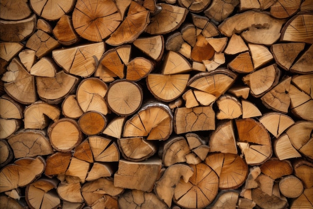 Closeup of split firewood texture and patterns created with generative ai