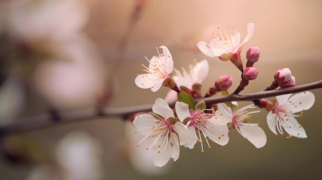 Closeup of spring seasonal cherry blossom Ai generative