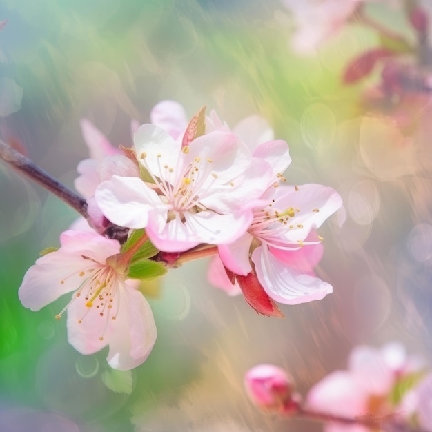 Closeup of spring seasonal cherry blossom Ai generative