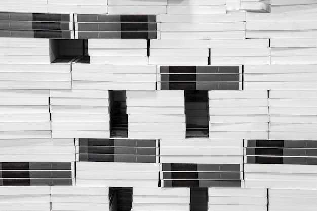 Closeup of stack of books in the industry