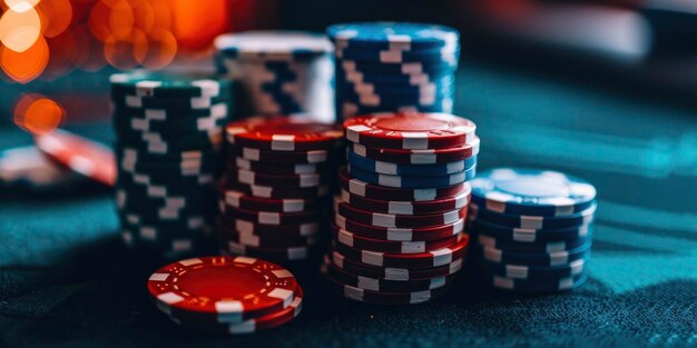 CloseUp Stack of Casino Chips