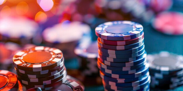 CloseUp Stack of Casino Chips