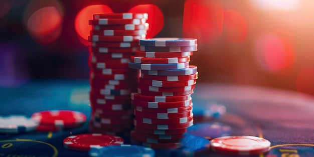 CloseUp Stack of Casino Chips