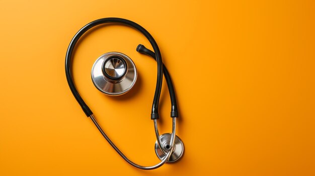 closeup stethoscope on orange background