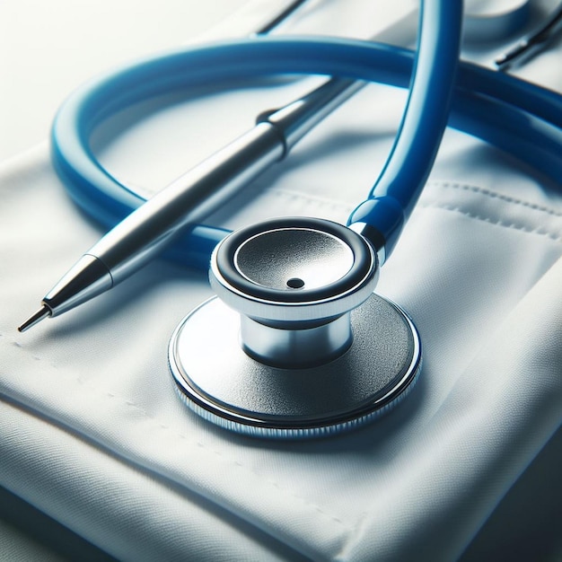 CloseUp of Stethoscope on White Medical Uniform