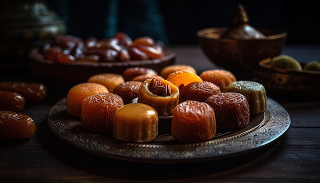 Closeup still life photograph of traditional Ramadan sweets