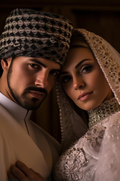 A closeup stock photo of a the best emirate and the best groom