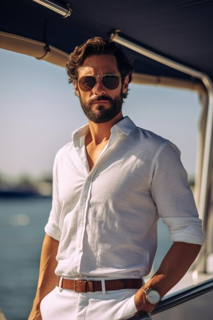 Premium Photo | A closeup stock photo of man wearing white shirt stands ...