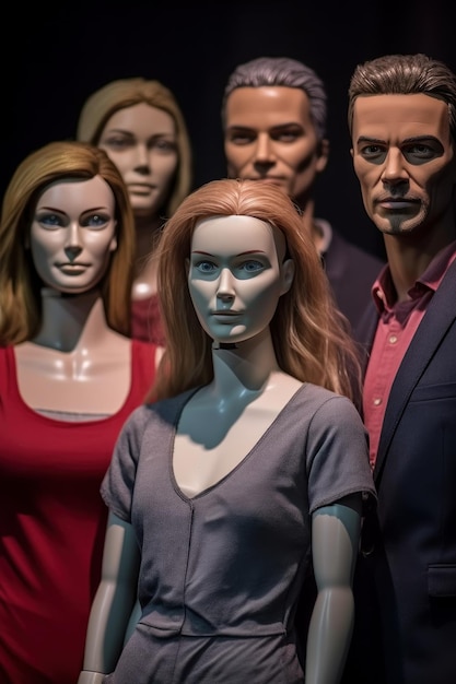 A closeup stock photo of a a mannequin family photo