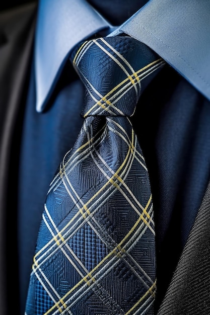 A closeup stock photo of a men's blue plaid