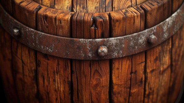 A closeup stock photo showcasing the detailed texture of a wooden barrel ideal for design purposes