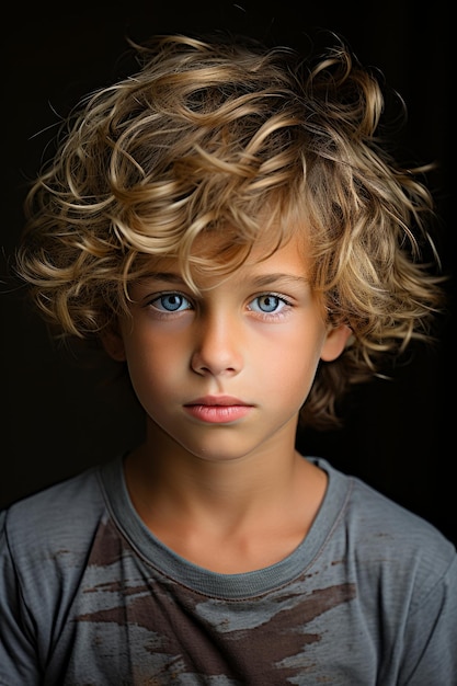 Premium AI Image | A closeup stock photo of a a young boy wearing a ...