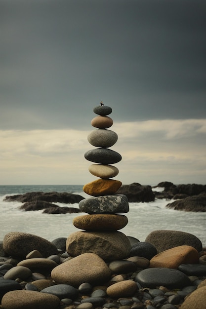 closeup stone balancing