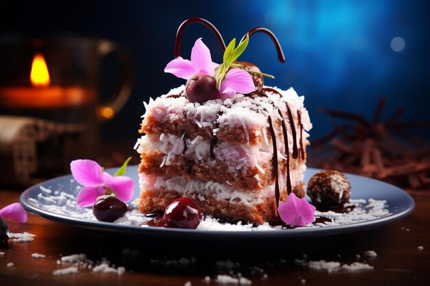 Foto closeup di cheesecake di fragole con frutta rossa fresca