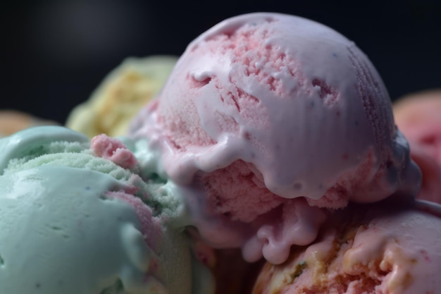 Closeup of strawberry ice cream