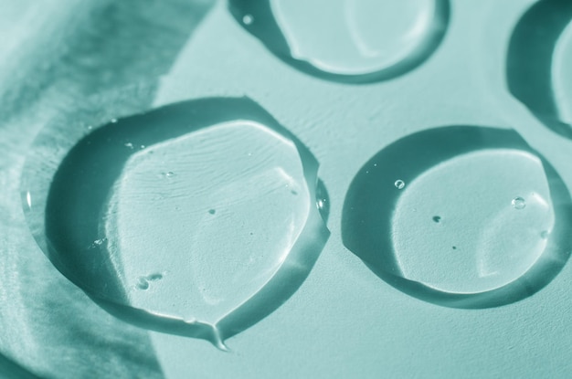 Closeup the structure of the gel transparent cosmetic gel in a
petri dish laboratory research and development of cosmetics for
body care