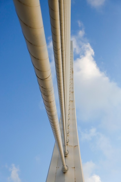 Closeup of the structure of a modernist bridge in the city of valencia