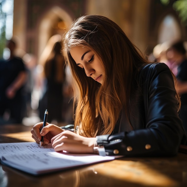 Photo closeup of student taking handwritten notes