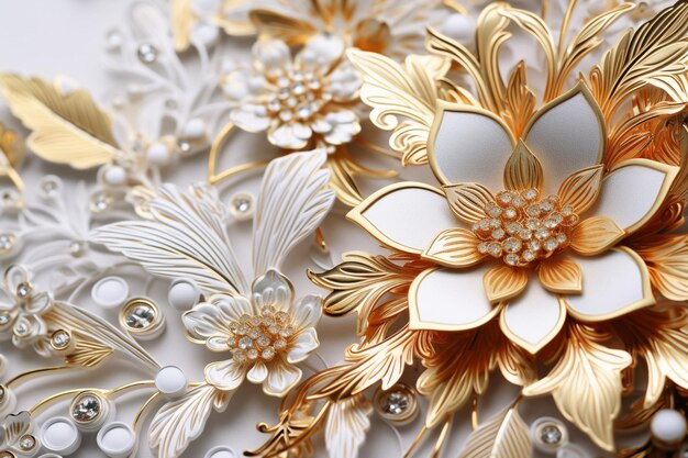 Closeup of a stunning wedding invitation suite with intricate details