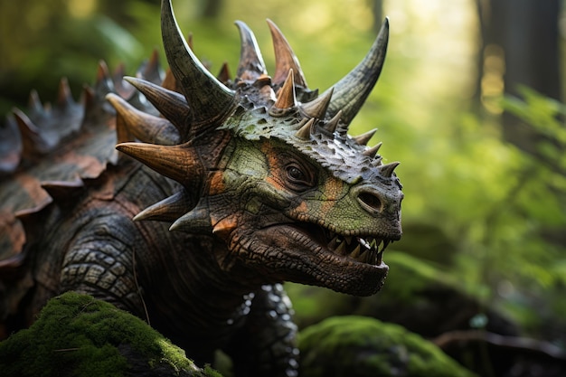 CloseUp of Styracosaurus Natural light Generative AI