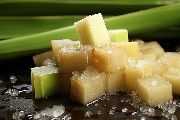 A closeup of sugarcane juice being poured into a glass with a slice of papaya