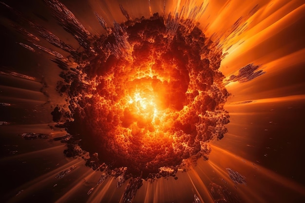 Крупный план солнца со взрывами и вспышками, создающими потрясающий вид, созданный с помощью генеративного ИИ