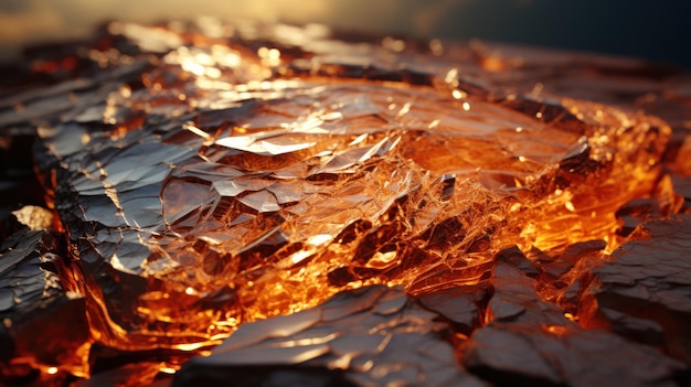Photo a closeup of a sunscorched rock as it shimmers in the heat created with generative ai