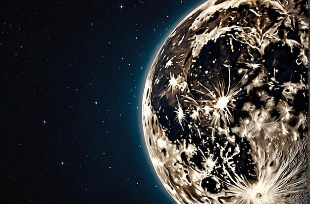 Closeup of a supermoon against a starry sky