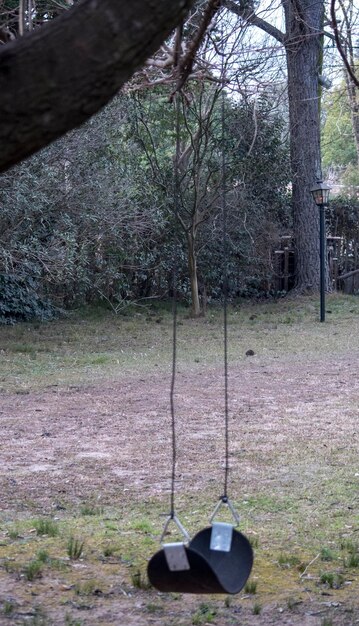 Closeup of the swing in a park