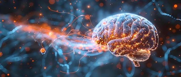 학습과 생각을 형성하는 신호의 전송을 설명하는 뇌의 시스 연결의 클로즈업 개념 뇌 시스 학습 과정 신경 연결