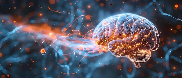 Photo closeup of synapse connections in the brain illustrating the transmission of signals for learning and forming thoughts concept brain synapses learning processes neural connections