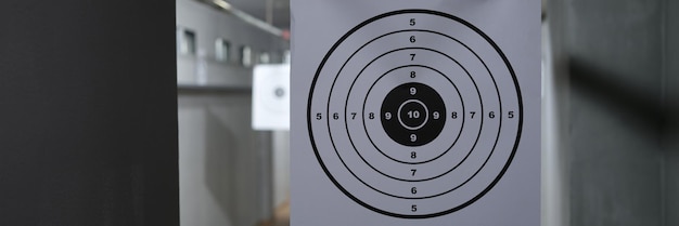 Closeup of target with numbers for shooting at rifle range round target with marked bullseye