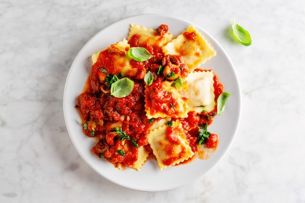 Closeup of tasty italian ravioli