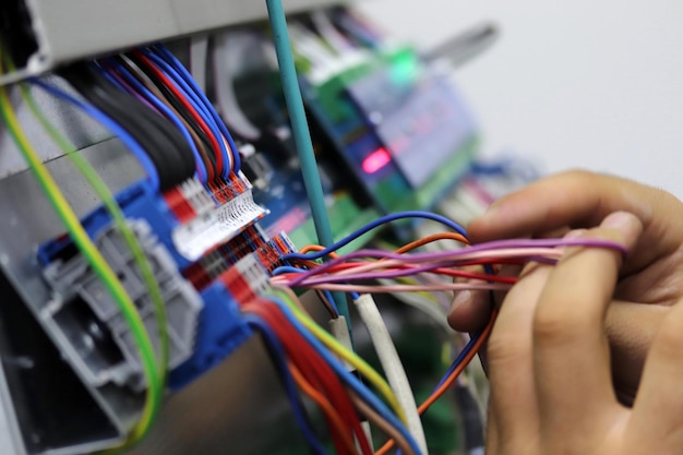 Closeup of a technician's hands