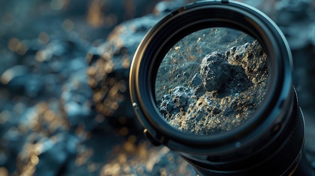 Closeup of telescope lens reflecting an asteroid for International Asteroid Day Asteroid Day