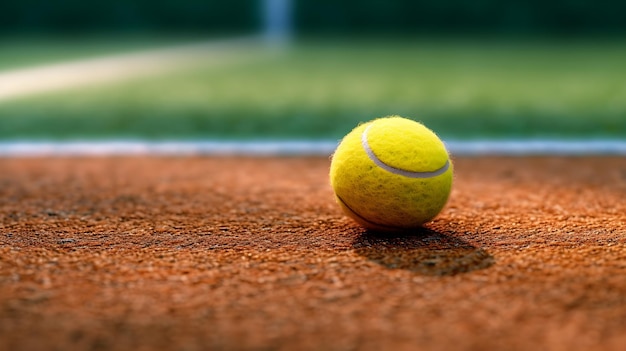 closeup of tennis ball on the court