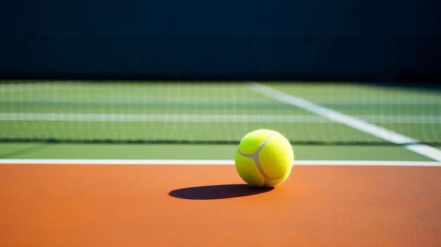 Closeup tennis racket over ball