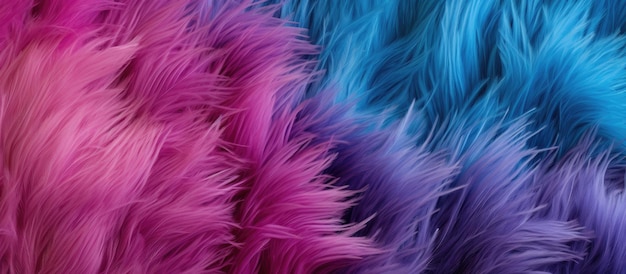 Closeup texture of a colorful patterned and shaggy fur background synthetic or natural with long fibers suitable for home decoration