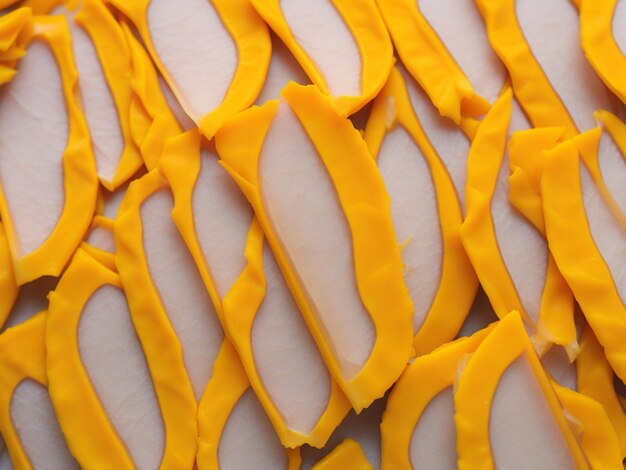 Photo closeup texture of mango slices